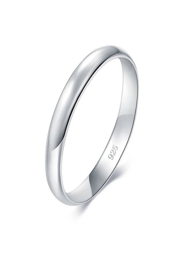 بورو خاتم فضة إسترليني عيار 925 من BORUO، مصقول للغاية، ذو تصميم بسيط مقاوم للصدأ، مريح للارتداء، خاتم زفاف، عرض 3 مم، مقاس 8 - Image 1